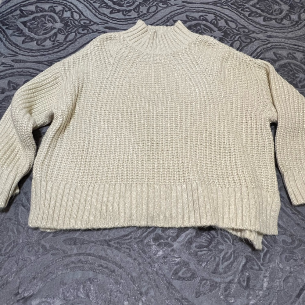 Cream Chunky Knit Cowl Neck Sweater